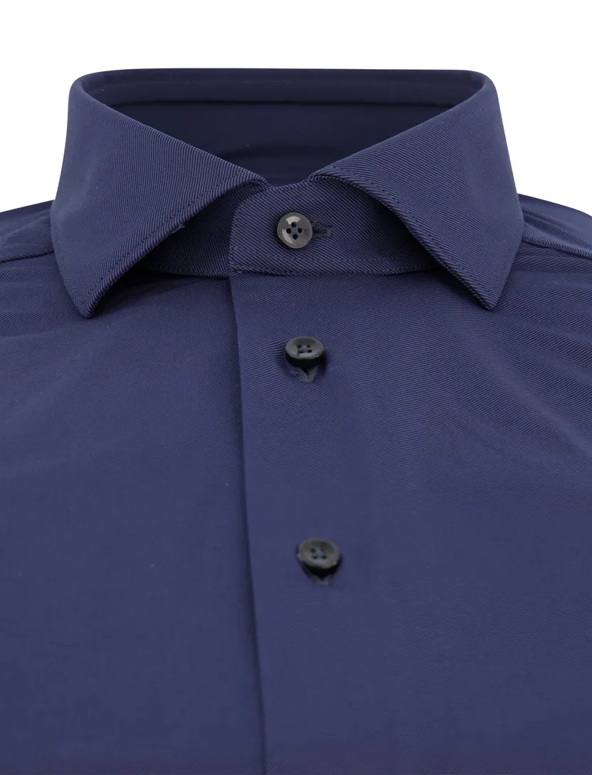 Xacus overhemd donkerblauw tailored fit effen polyamide