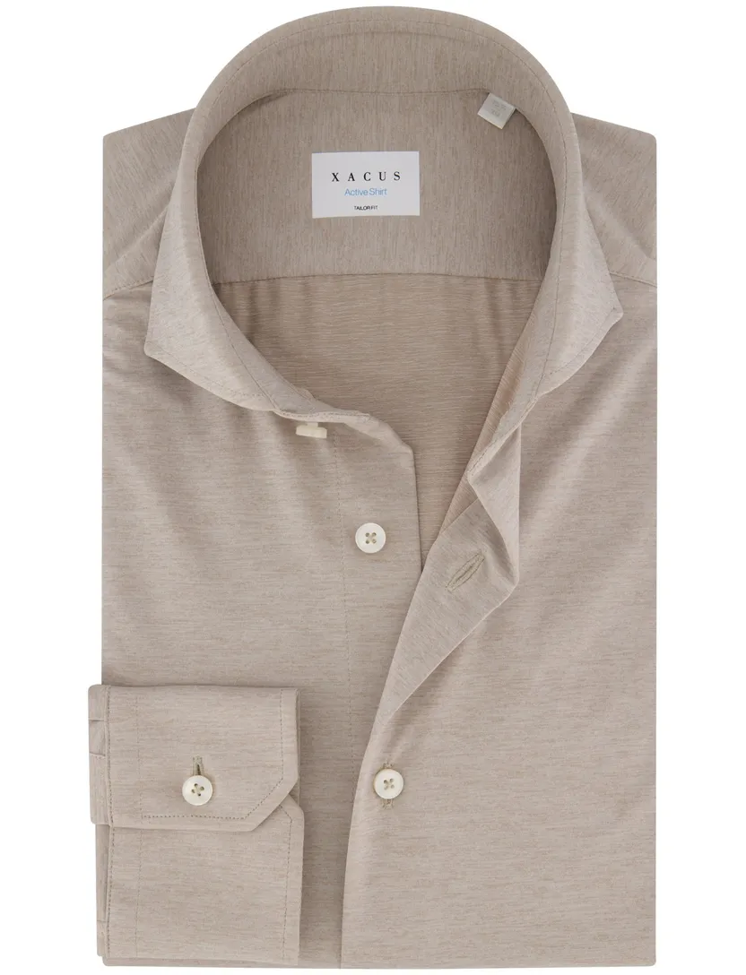 Xacus tailored fit overhemd beige
