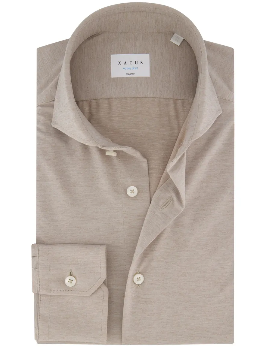 Xacus tailored fit overhemd beige