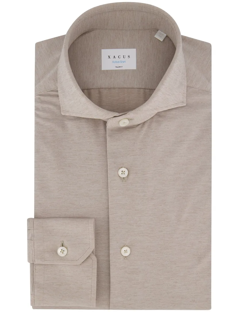 Xacus tailored fit overhemd beige