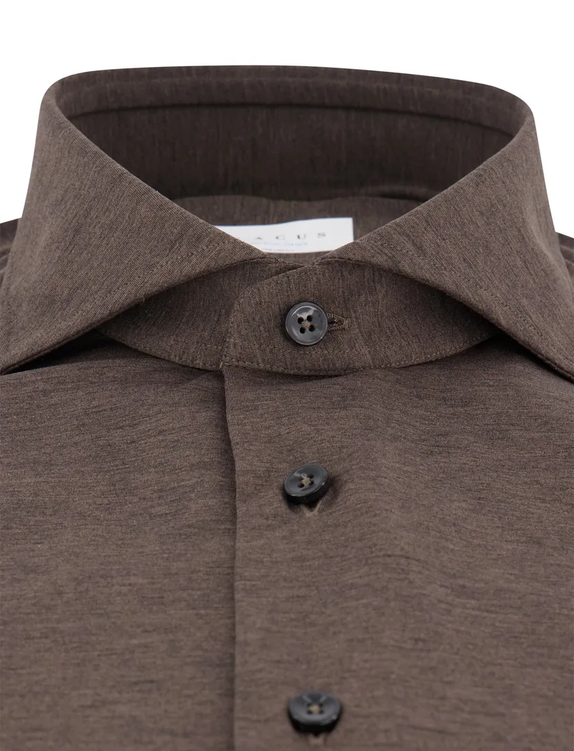 Xacus tailored fit overhemd bruin jersey polyamide