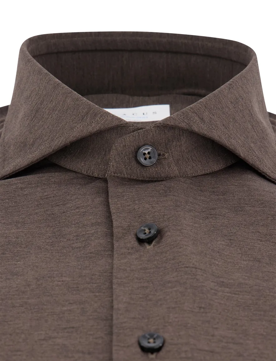 Xacus tailored fit overhemd bruin jersey