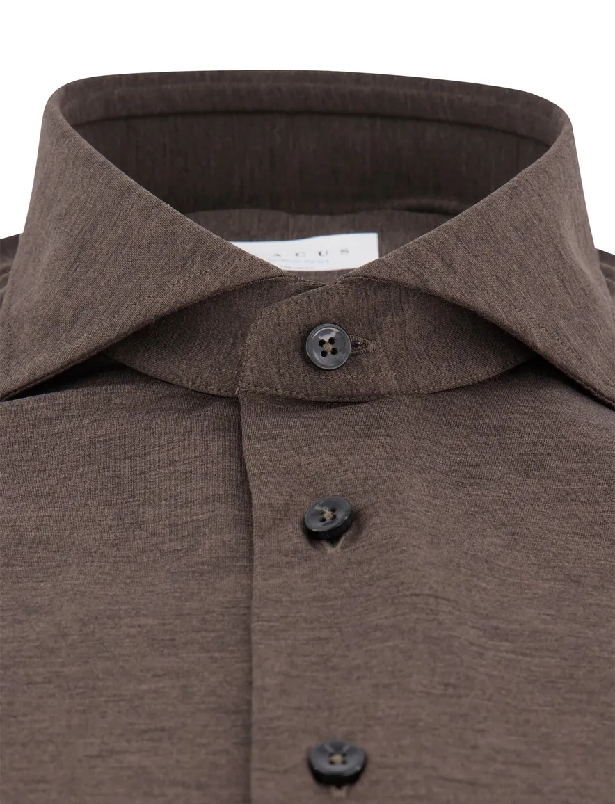 Xacus tailored fit overhemd bruin