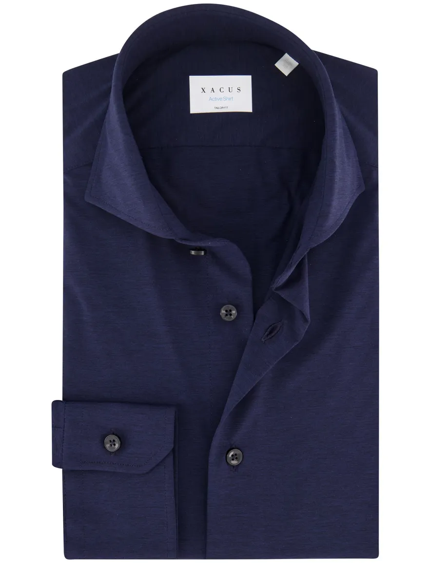 Xacus tailored fit overhemd donkerblauw