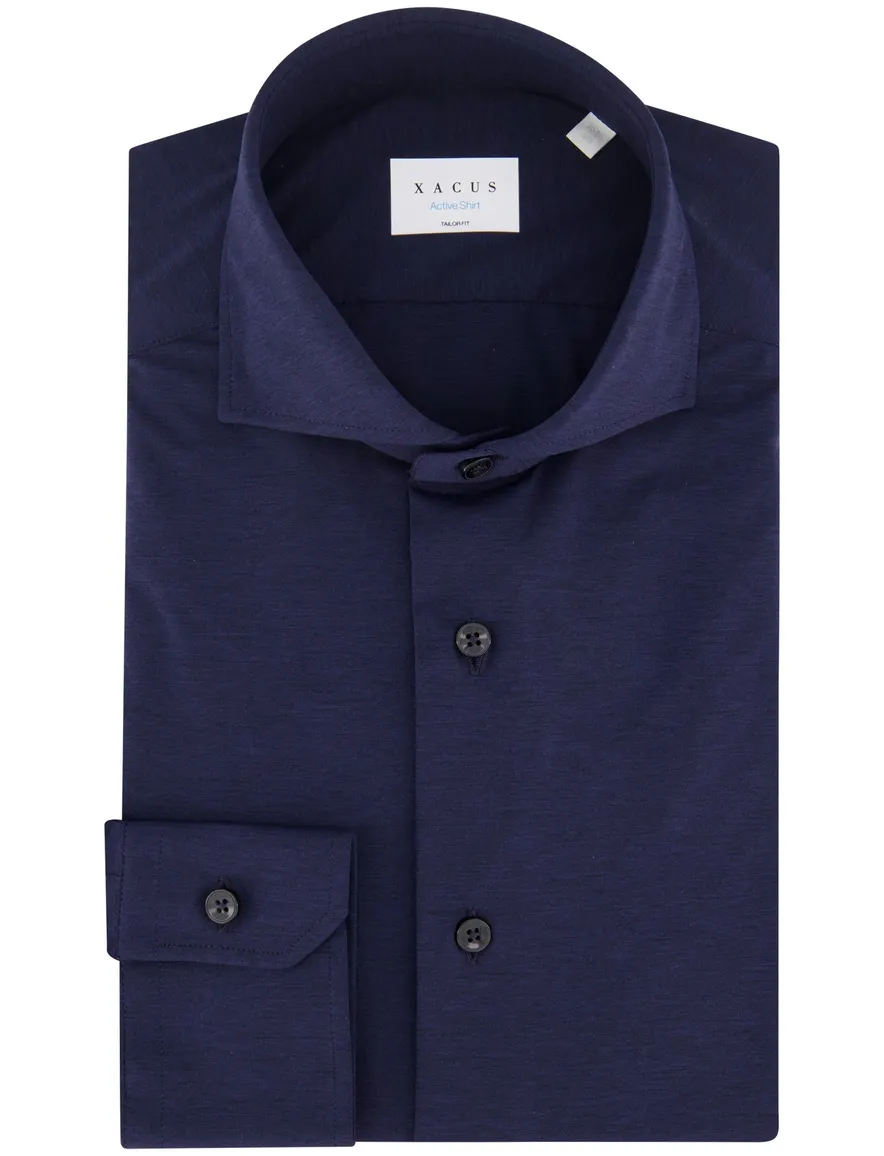 Xacus tailored fit overhemd donkerblauw