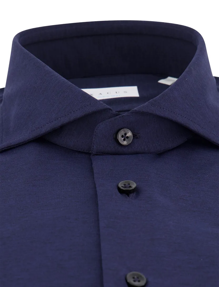 Xacus tailored fit overhemd donkerblauw polyamide