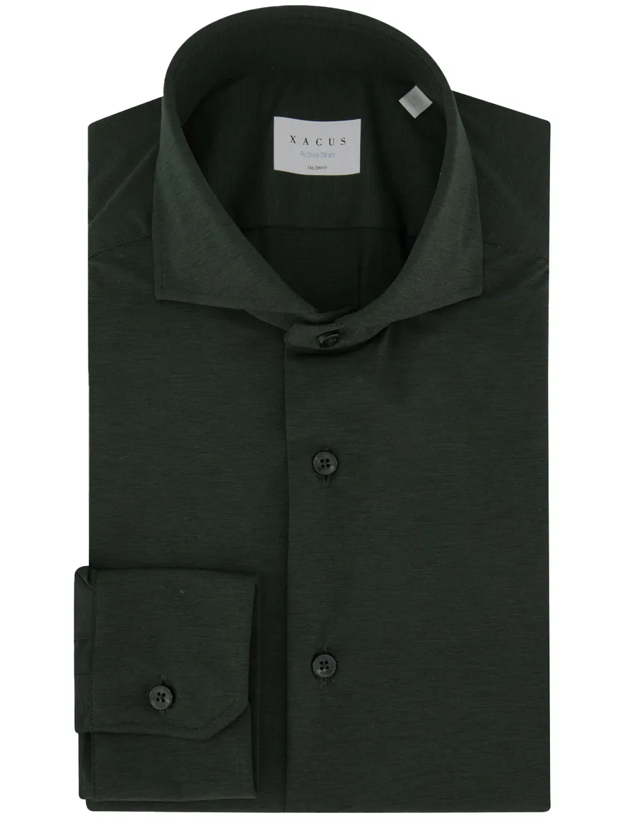 Xacus tailored fit overhemd donkergroen