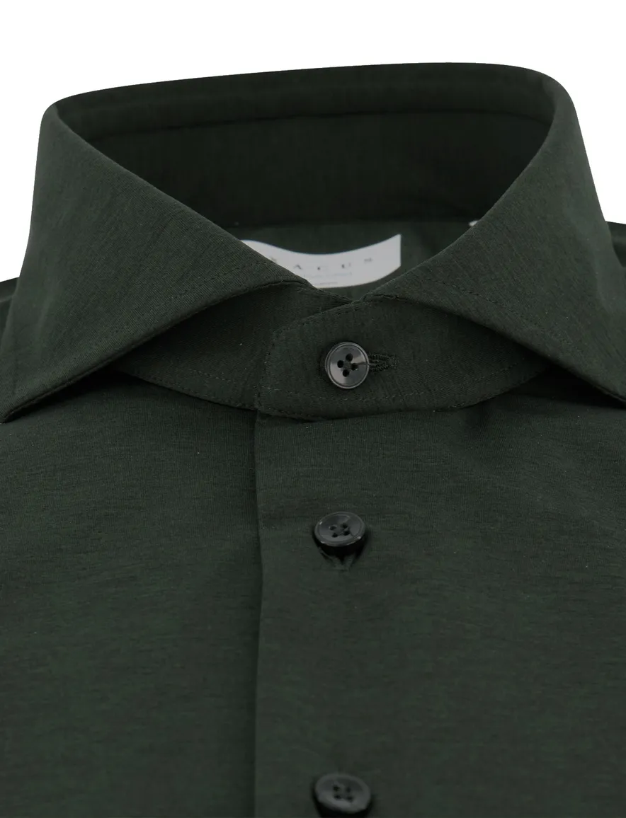 Xacus tailored fit overhemd donkergroen