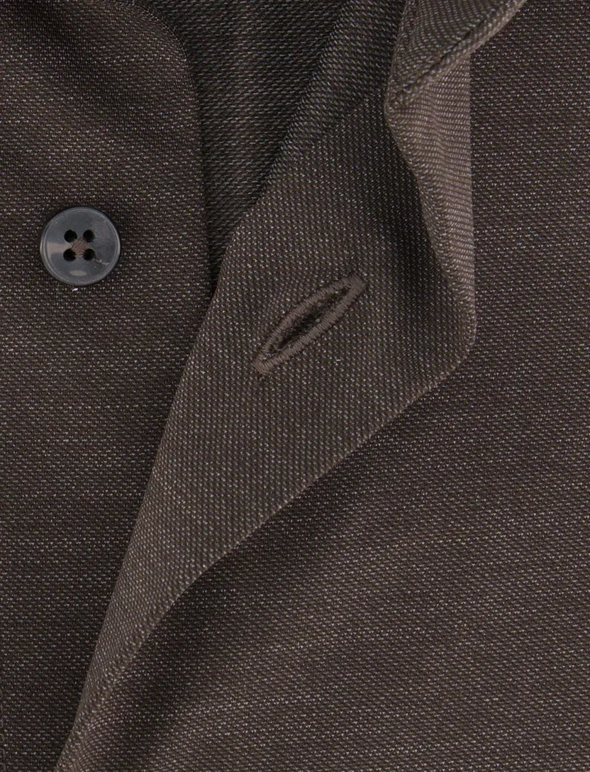Xacus tailored fit overhemd bruin cutaway boord