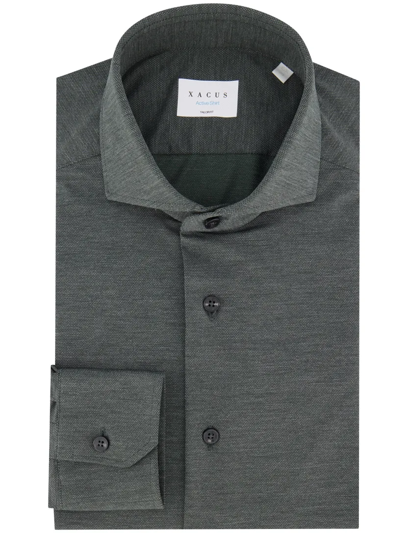Xacus tailored fit overhemd donkergroen polyamide