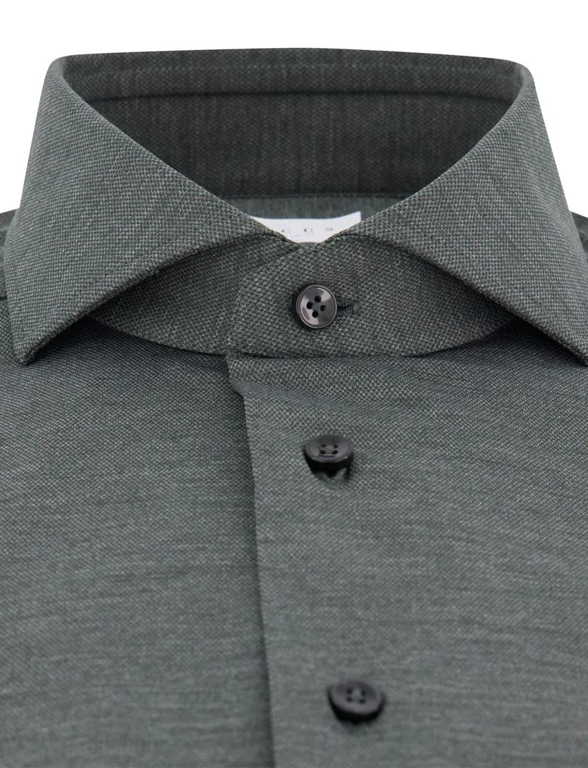 Xacus tailored fit overhemd donkergroen polyamide