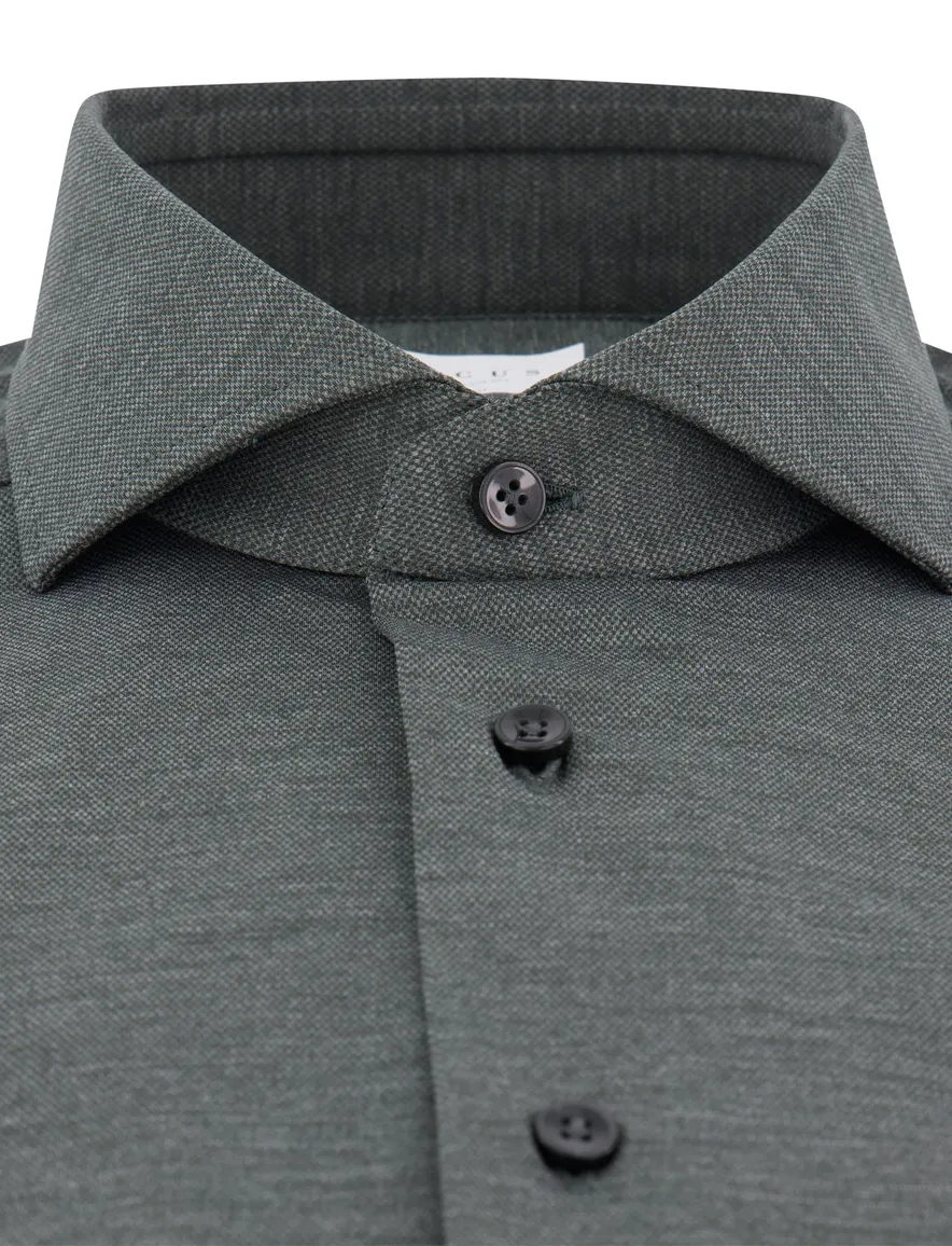 Xacus tailored fit overhemd donkergroen
