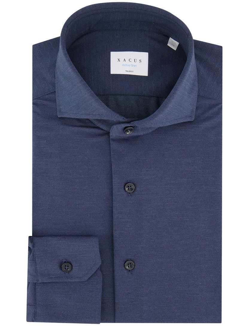 Xacus tailored fit overhemd donkerblauw