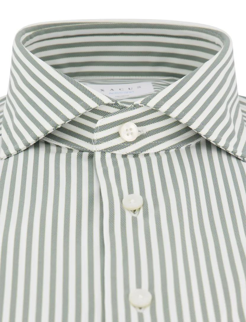 Xacus tailored fit overhemd groen gestreept