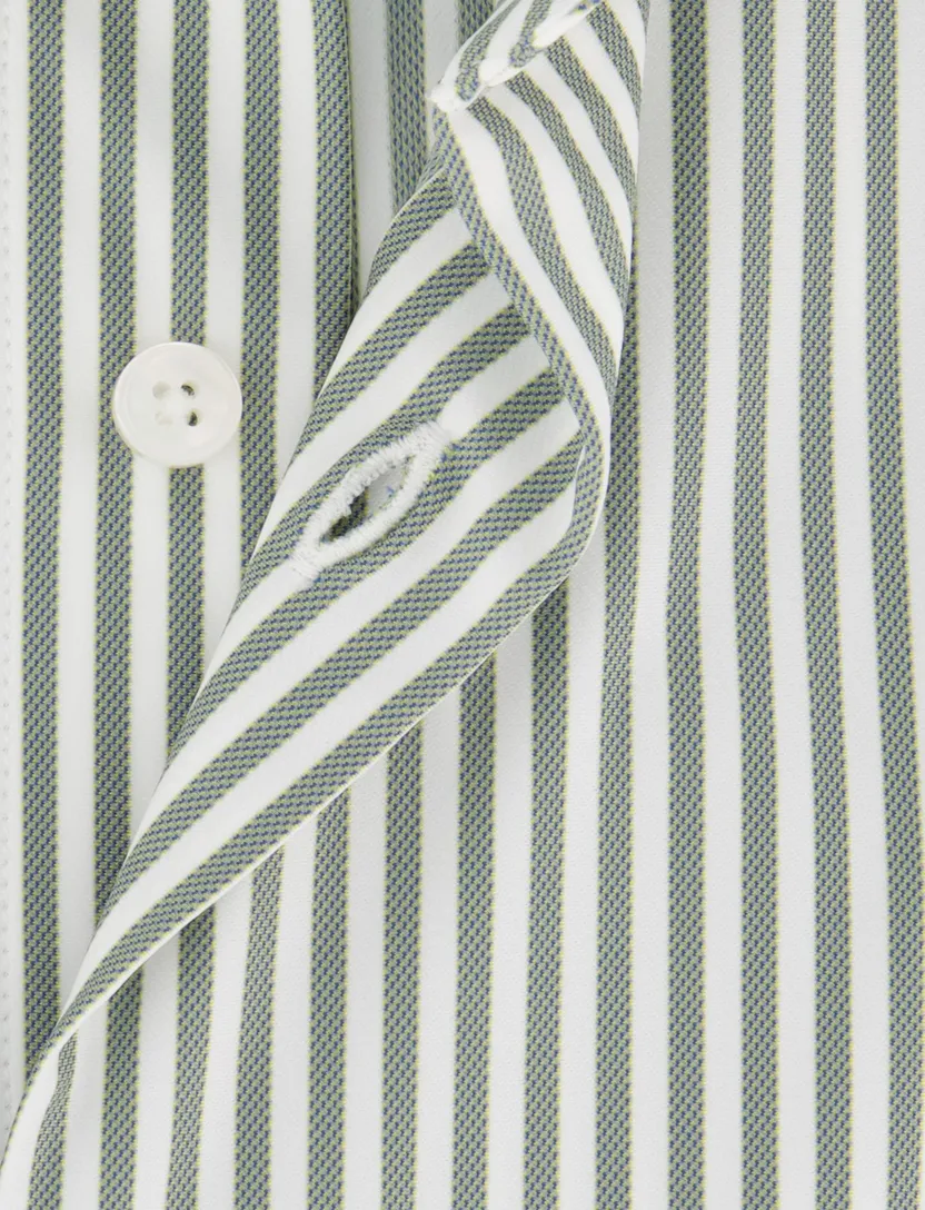 Xacus tailored fit overhemd groen gestreept