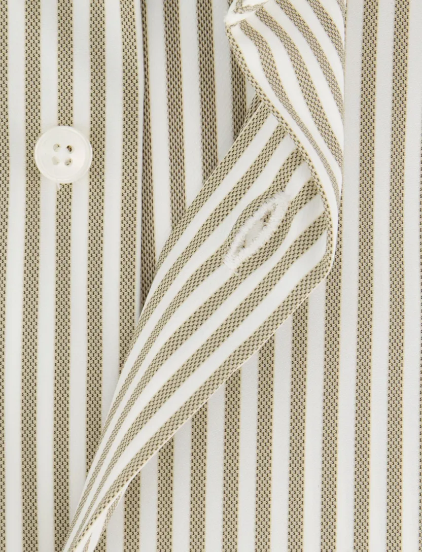 Xacus tailored fit overhemd bruin gestreept polyamide
