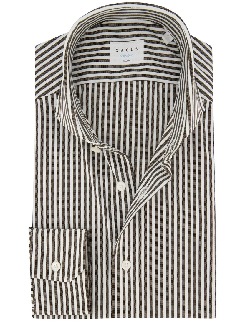 Zakelijk overhemd Xacus Active shirt bruin slim fit