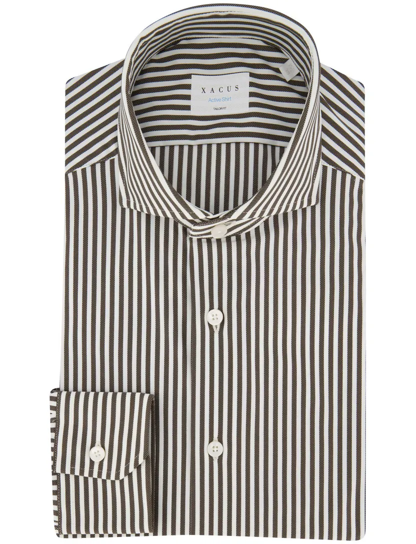 Zakelijk overhemd Xacus Active shirt bruin slim fit