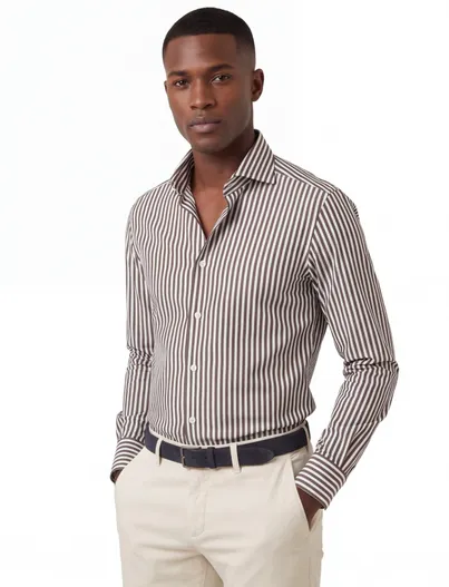 Xacus Zakelijk overhemd Xacus Active shirt bruin slim fit