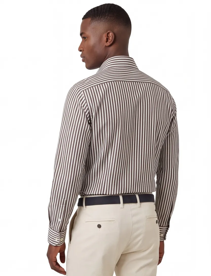 Zakelijk overhemd Xacus Active shirt bruin slim fit