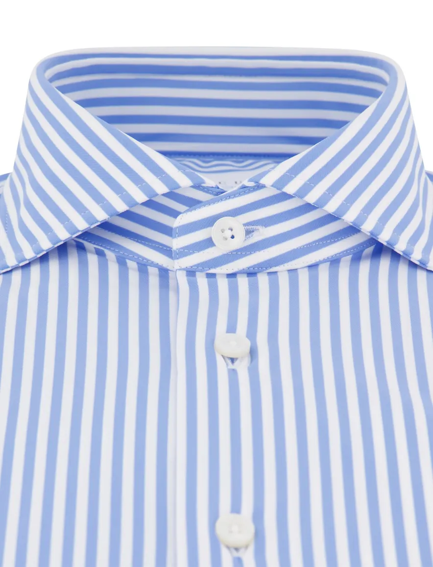 Xacus tailored fit overhemd blauw gestreept