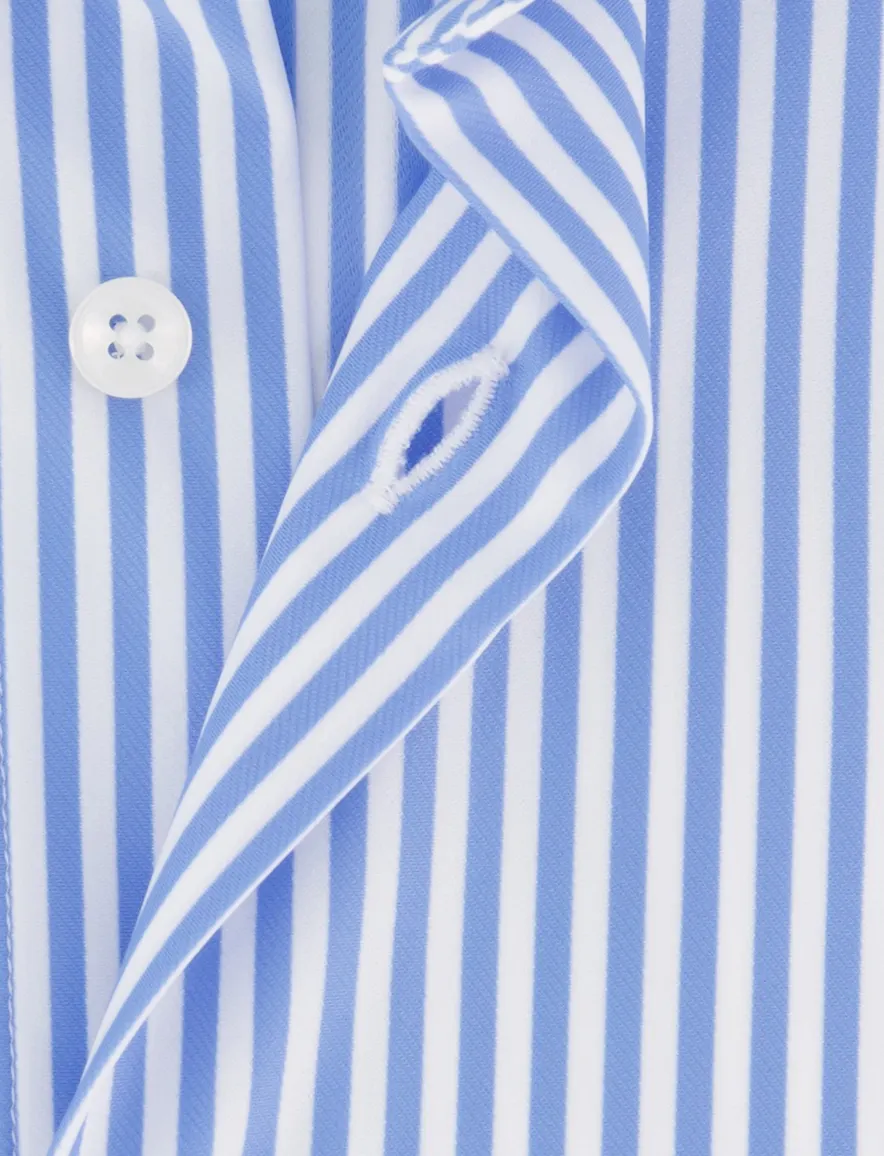 Xacus tailored fit overhemd blauw gestreept