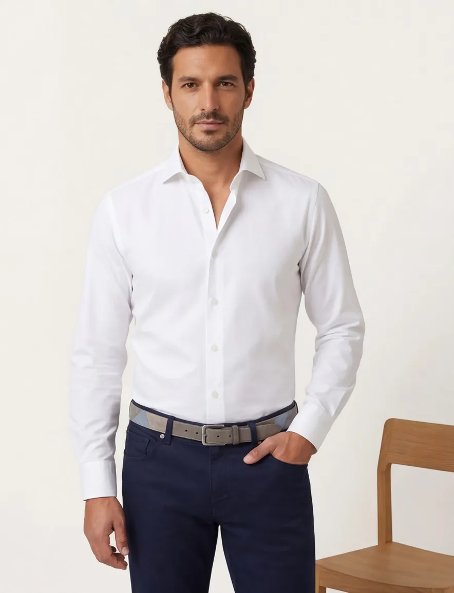 Xacus evolution fit overhemd wit katoen