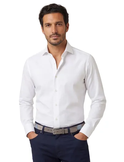Xacus Xacus evolution fit overhemd wit katoen effen