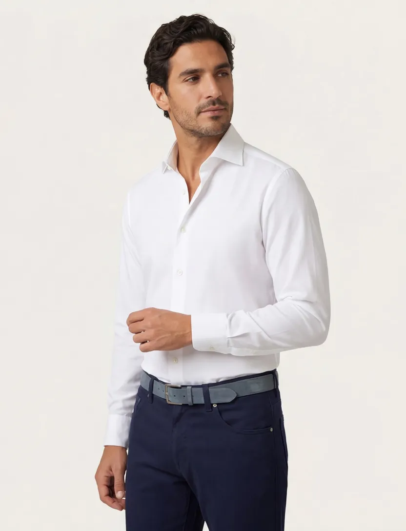 Xacus evolution fit overhemd wit katoen effen