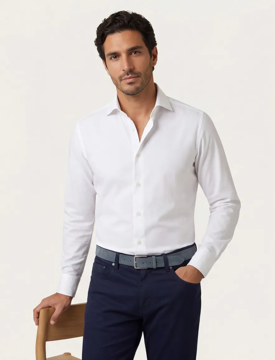 Xacus evolution fit overhemd wit katoen