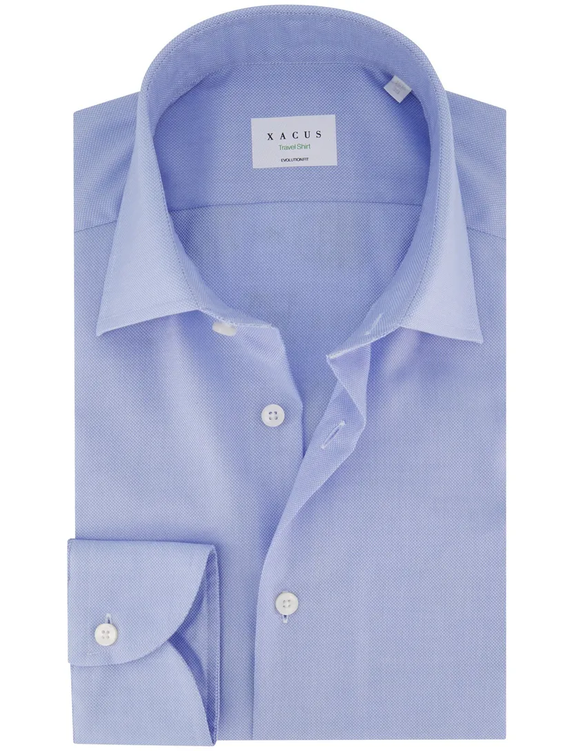 Xacus evolution fit overhemd lichtblauw Travel Shirt semi-wide spread boord