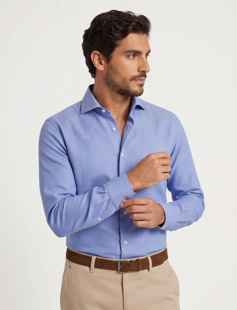 Xacus evolution fit overhemd lichtblauw Travel Shirt semi-wide spread boord