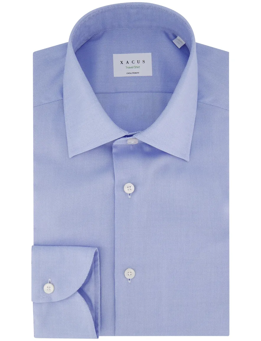 Xacus evolution fit overhemd lichtblauw Travel shirt katoen