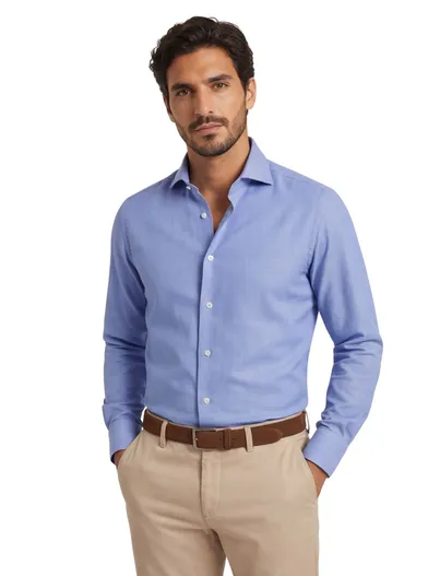Xacus Xacus evolution fit overhemd lichtblauw Travel shirt katoen