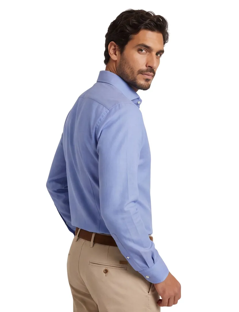 Xacus evolution fit overhemd lichtblauw Travel Shirt semi-wide spread boord