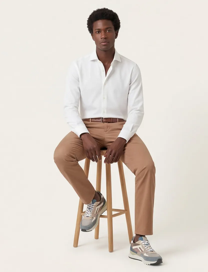 Xacus tailored fit overhemd wit katoen
