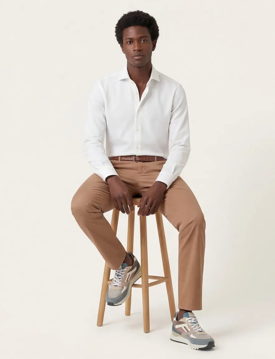 Xacus tailored fit overhemd wit katoen
