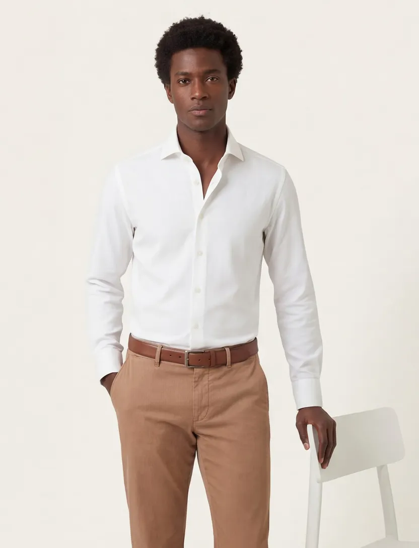 Xacus tailored fit overhemd wit katoen