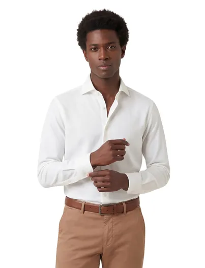 Xacus Xacus tailored fit overhemd wit katoen