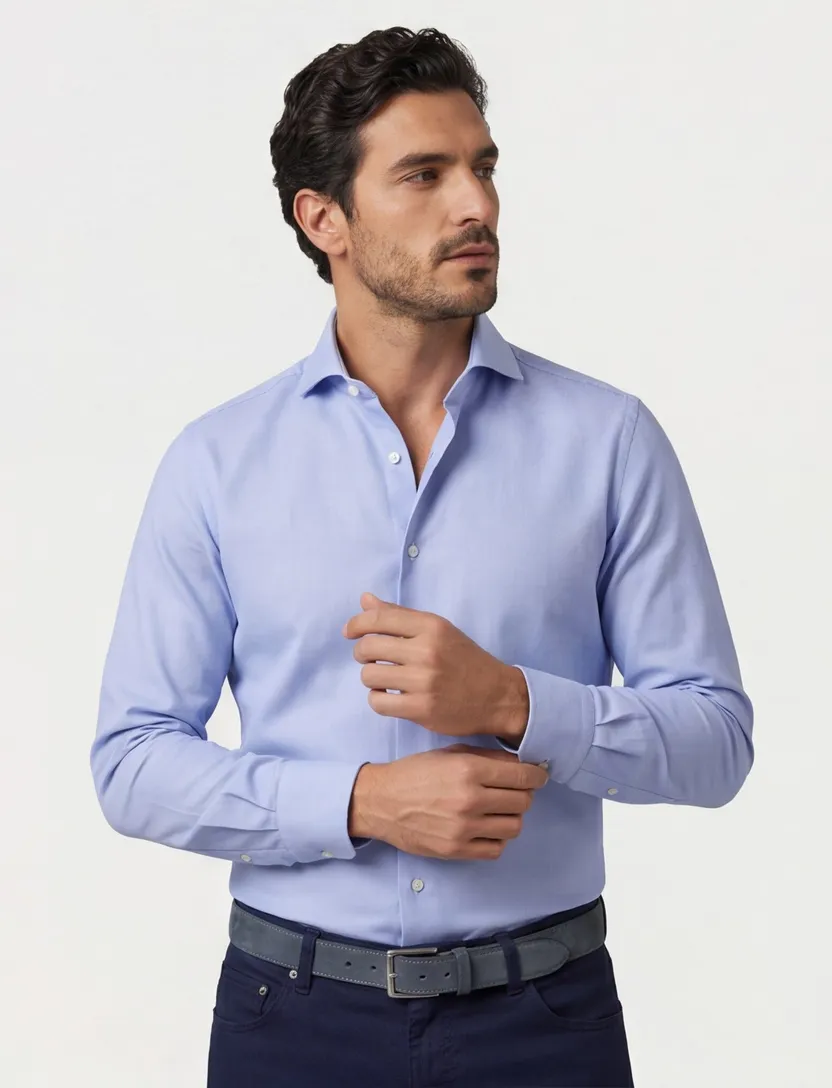 Xacus tailored fit overhemd katoen lichtblauw Travel Shirt