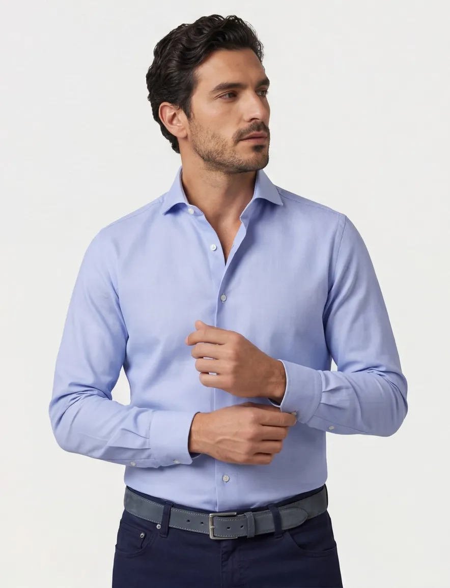 Xacus tailored fit overhemd katoen lichtblauw