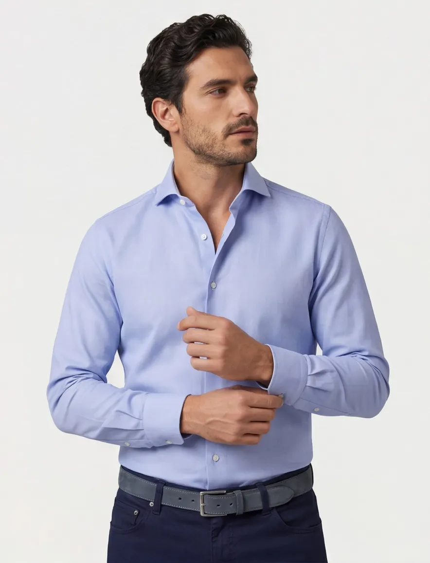 Xacus tailored fit overhemd katoen lichtblauw