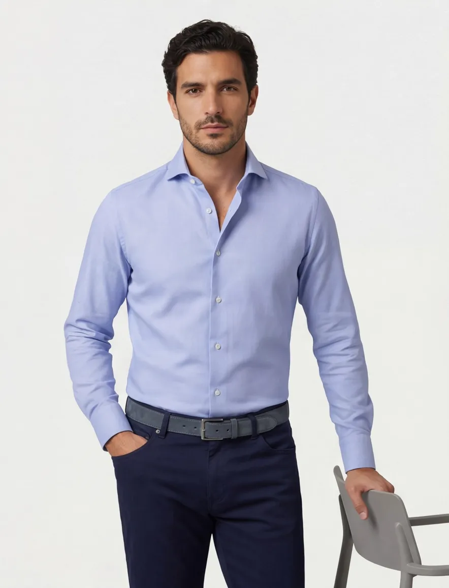 Xacus tailored fit overhemd katoen lichtblauw