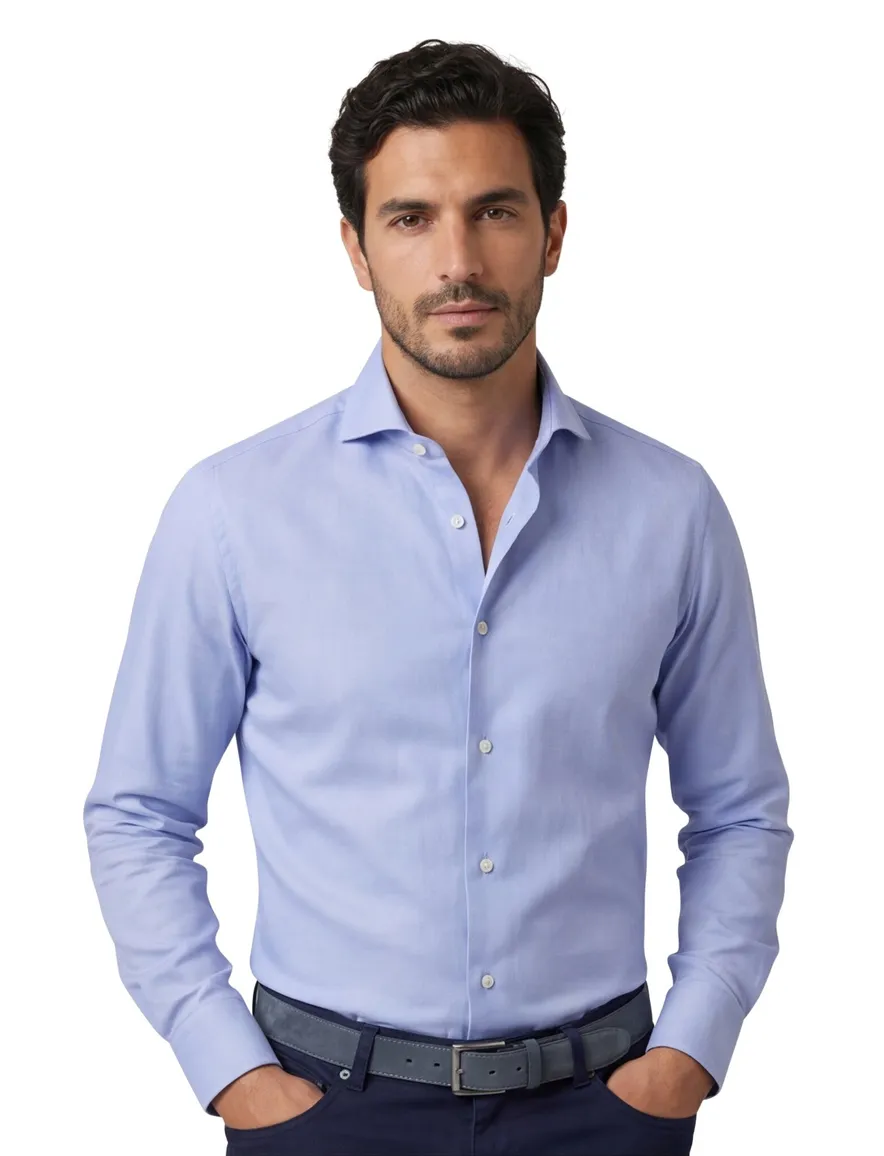 Xacus tailored fit overhemd katoen lichtblauw