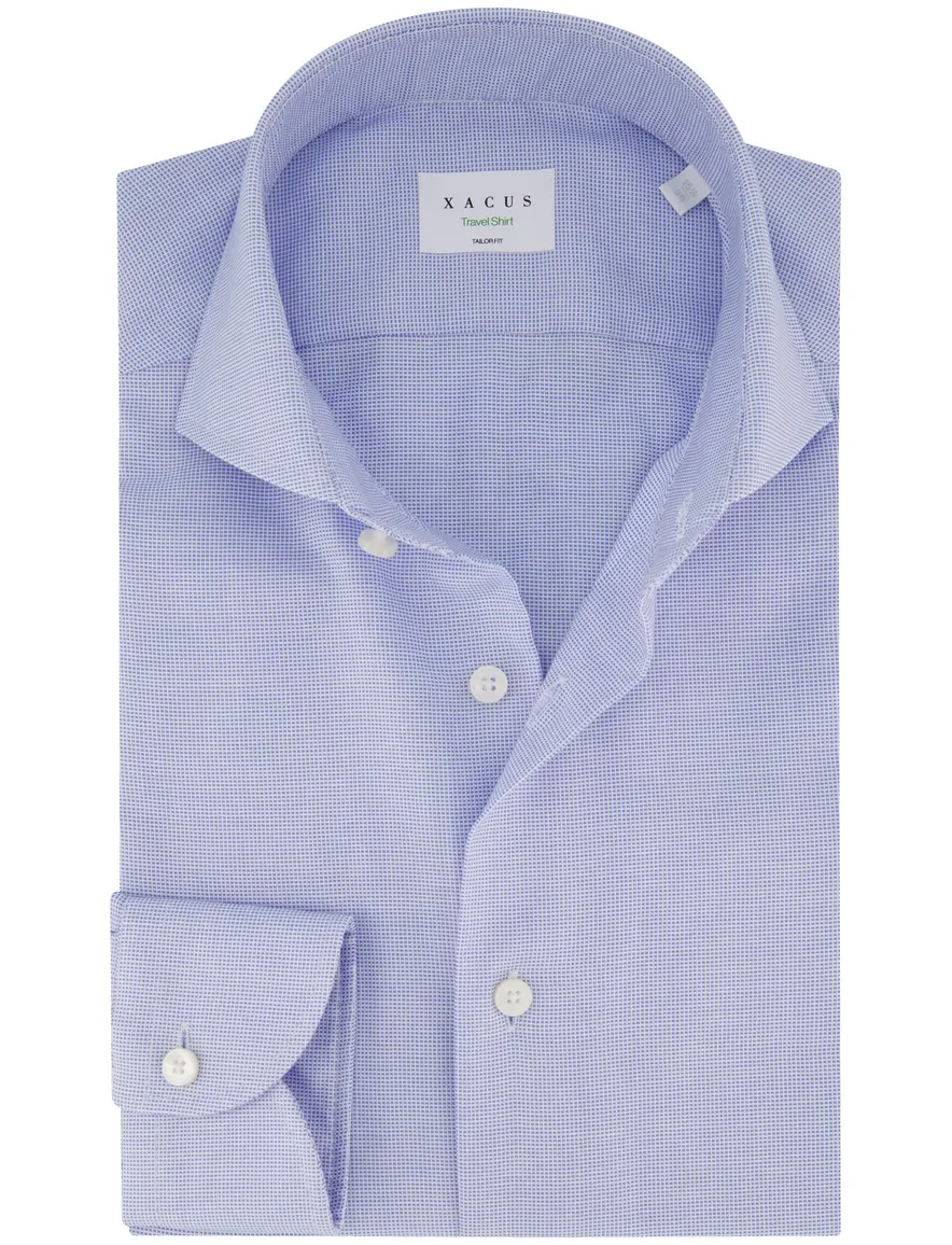 Xacus tailored fit overhemd lichtblauw katoen