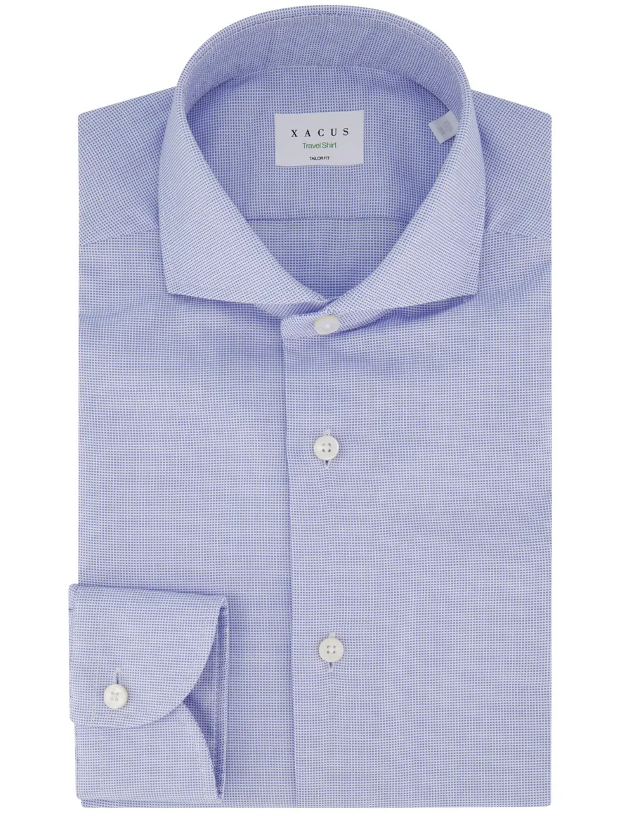 Xacus tailored fit overhemd lichtblauw katoen
