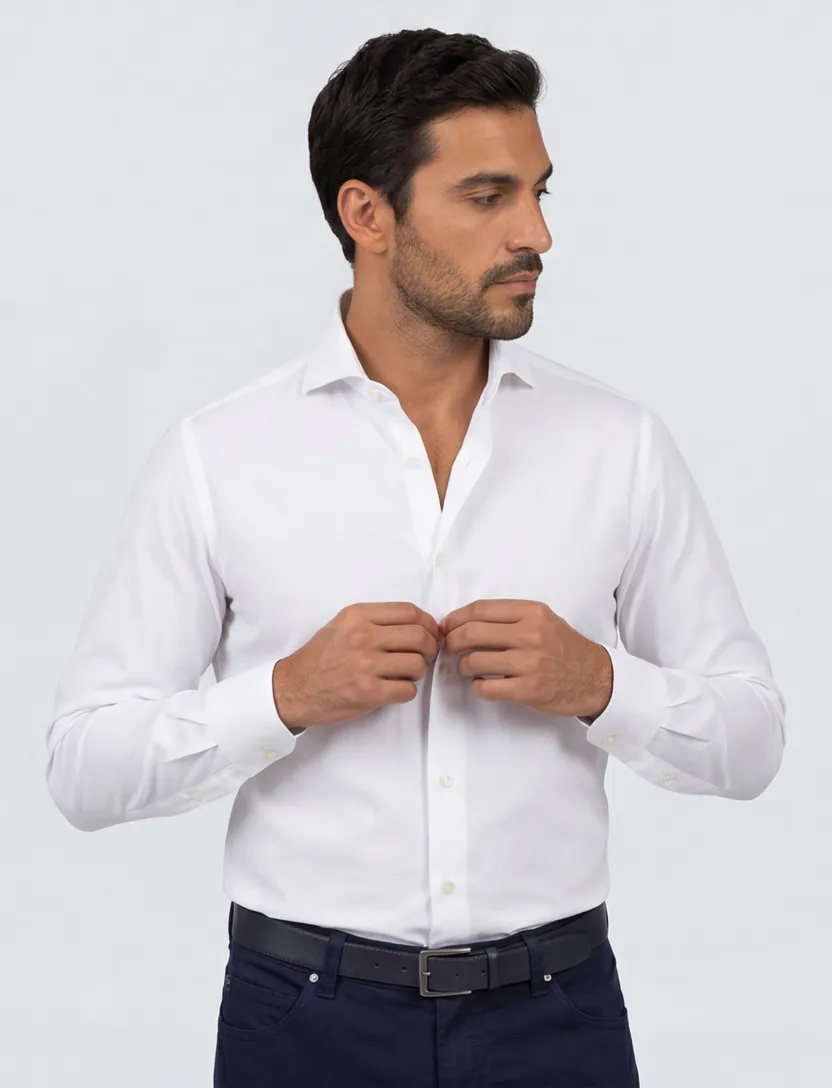 Xacus tailored fit overhemd wit katoen