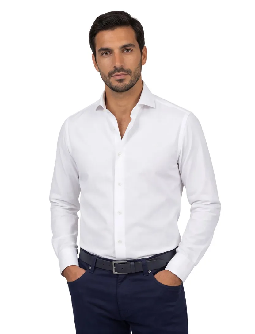 Xacus tailored fit overhemd wit katoen