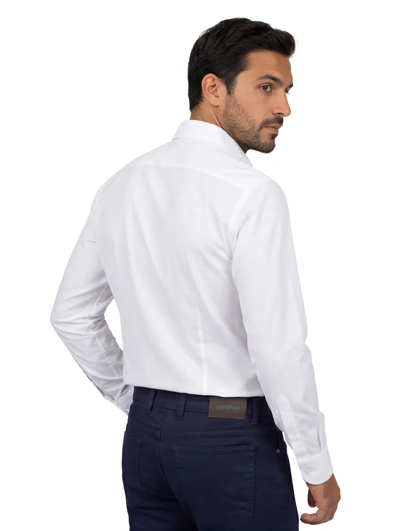 Xacus tailored fit overhemd wit katoen