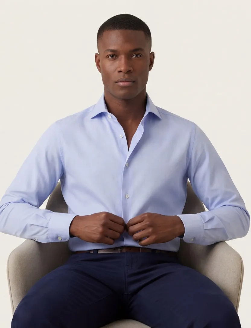Xacus tailored fit overhemd lichtblauw cutaway boord